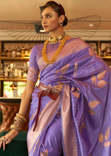 Load image into Gallery viewer, Electric Purple Zari Woven Handloom Weaving Silk Saree