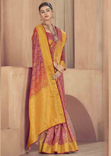 Load image into Gallery viewer, Pink &amp; Yellow Zari Woven Raw Silk Saree