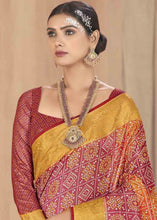 Load image into Gallery viewer, Pink &amp; Yellow Zari Woven Raw Silk Saree
