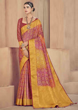 Load image into Gallery viewer, Pink &amp; Yellow Zari Woven Raw Silk Saree