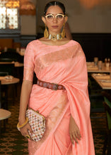Load image into Gallery viewer, Creamy Pink Zari Woven Tussar Silk Saree