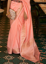 Load image into Gallery viewer, Creamy Pink Zari Woven Tussar Silk Saree