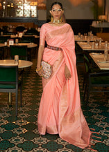 Load image into Gallery viewer, Creamy Pink Zari Woven Tussar Silk Saree