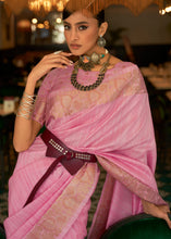 Load image into Gallery viewer, Flamingo Pink Zari Woven Tussar Silk Saree