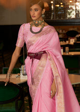 Load image into Gallery viewer, Flamingo Pink Zari Woven Tussar Silk Saree