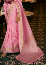 Load image into Gallery viewer, Flamingo Pink Zari Woven Tussar Silk Saree