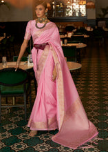 Load image into Gallery viewer, Flamingo Pink Zari Woven Tussar Silk Saree