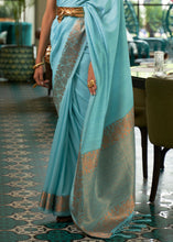 Load image into Gallery viewer, Light Olympic Blue Zari Woven Tussar Silk Saree