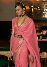 Load image into Gallery viewer, Watermelon Pink Zari Woven Tussar Silk Saree