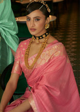 Load image into Gallery viewer, Watermelon Pink Zari Woven Tussar Silk Saree