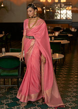 Load image into Gallery viewer, Watermelon Pink Zari Woven Tussar Silk Saree
