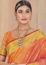 Load image into Gallery viewer, Orange &amp; Pink Zari Woven Raw Silk Saree