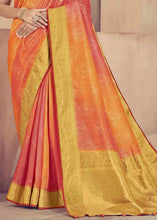 Load image into Gallery viewer, Orange &amp; Pink Zari Woven Raw Silk Saree