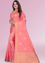 Load image into Gallery viewer, Punch Pink Zari Woven Silk Saree with Tassels on Pallu