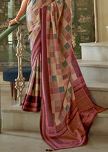 Cargar imagen en el visor de la galería, Shades Of Brown Designer Checkered Silk Saree