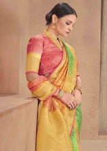Load image into Gallery viewer, Green &amp; Yellow Zari Woven Raw Silk Saree