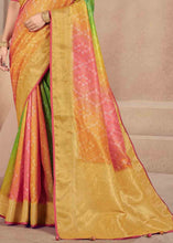 Load image into Gallery viewer, Green &amp; Yellow Zari Woven Raw Silk Saree