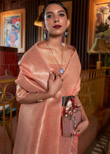 Load image into Gallery viewer, Salmon Pink Handloom Weaving Tussar Silk Saree