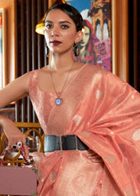 Load image into Gallery viewer, Salmon Pink Handloom Weaving Tussar Silk Saree