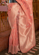 Load image into Gallery viewer, Salmon Pink Handloom Weaving Tussar Silk Saree