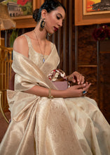 Load image into Gallery viewer, Beige Brown Handloom Weaving Tussar Silk Saree