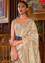 Load image into Gallery viewer, Beige Brown Handloom Weaving Tussar Silk Saree