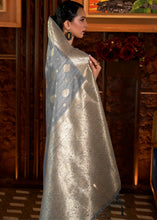 Load image into Gallery viewer, Steel Grey Handloom Weaving Tussar Silk Saree