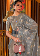 Load image into Gallery viewer, Steel Grey Handloom Weaving Tussar Silk Saree