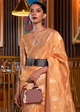 Load image into Gallery viewer, Cantaloupe Orange Handloom Weaving Tussar Silk Saree