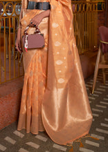 Load image into Gallery viewer, Cantaloupe Orange Handloom Weaving Tussar Silk Saree