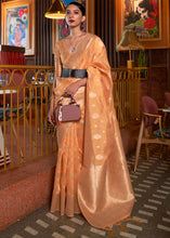 Load image into Gallery viewer, Cantaloupe Orange Handloom Weaving Tussar Silk Saree