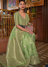 Load image into Gallery viewer, Pastel Green Handloom Weaving Tussar Silk Saree