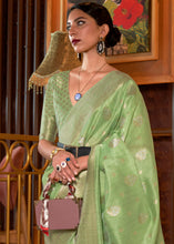 Load image into Gallery viewer, Pastel Green Handloom Weaving Tussar Silk Saree