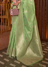 Load image into Gallery viewer, Pastel Green Handloom Weaving Tussar Silk Saree