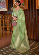 Load image into Gallery viewer, Pastel Green Handloom Weaving Tussar Silk Saree