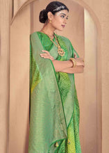 Load image into Gallery viewer, Shades Of Green Zari Woven Raw Silk Saree