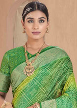 Load image into Gallery viewer, Shades Of Green Zari Woven Raw Silk Saree