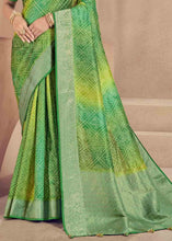 Load image into Gallery viewer, Shades Of Green Zari Woven Raw Silk Saree