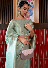 Load image into Gallery viewer, Chinoise Green Woven Tussar Silk Saree