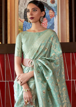 Load image into Gallery viewer, Chinoise Green Woven Tussar Silk Saree
