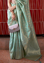 Load image into Gallery viewer, Chinoise Green Woven Tussar Silk Saree