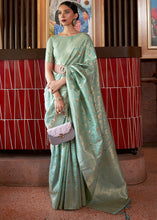 Load image into Gallery viewer, Chinoise Green Woven Tussar Silk Saree