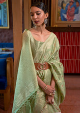 Load image into Gallery viewer, Sage Green Woven Tussar Silk Saree