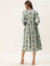 Load image into Gallery viewer, Printed Midi dress with mock waistcoat