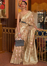 Load image into Gallery viewer, Shades Of Brown Handloom Weaving Linen Silk Saree