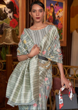 Load image into Gallery viewer, Shades Of Grey Handloom Weaving Linen Silk Saree