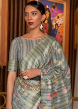 Load image into Gallery viewer, Shades Of Grey Handloom Weaving Linen Silk Saree