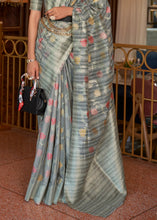 Load image into Gallery viewer, Shades Of Grey Handloom Weaving Linen Silk Saree