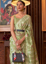 Load image into Gallery viewer, Shades Of Green Handloom Weaving Linen Silk Saree