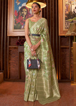 Load image into Gallery viewer, Shades Of Green Handloom Weaving Linen Silk Saree